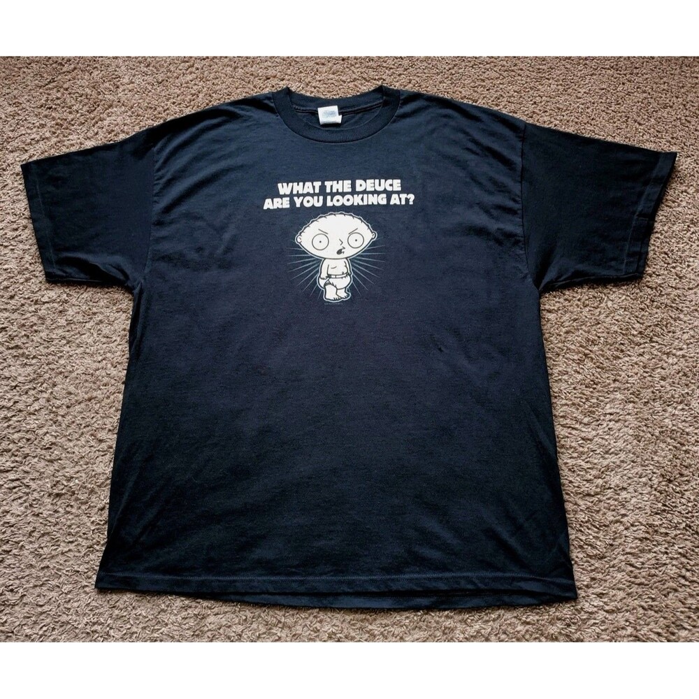 Vintage Family Guy Stewie Griffin T-Shirt Men's Size 2XL Black Graphic Shirt